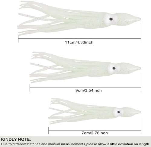 20pcs/40pcs Octopus Skirts Saltwater Soft Plastic Lure Fishing Squid Silicone Lure Bait Glow Trolling Fishing Lure Bass Fishing Tackle Accessories 2.75"/3.54"/4.33" - Image 3