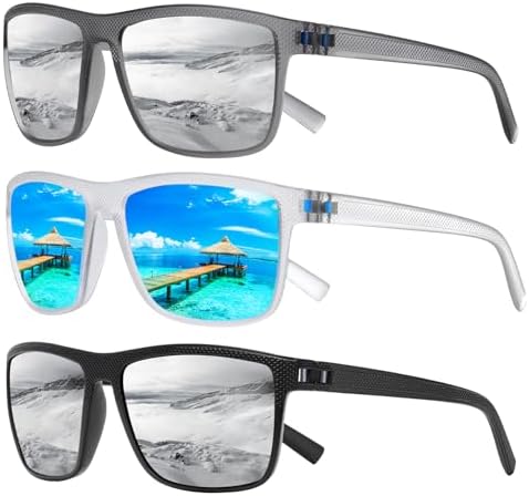 Square Polarized Sunglasses for Men and Women Lightweight Frame Sun Glasses with UV Protection by TURBOPEP