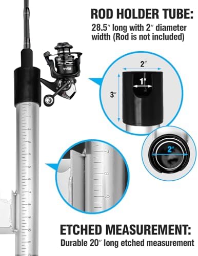 [2024 Upgraded] Exact Design Sand Spike with Bait Box,Protective Cap, Anodized Aluminum, Etched Measurements + Sand Flea Rake Holder (All in one Solution) - Image 6