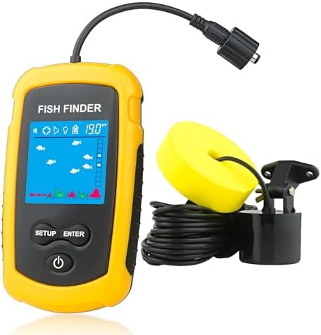 Portable Wired Fish Finder Ice Kayak Fishing Gear Water Depth Finder Handheld Fishfinder LCD Display Sonar Transducer by Venterior