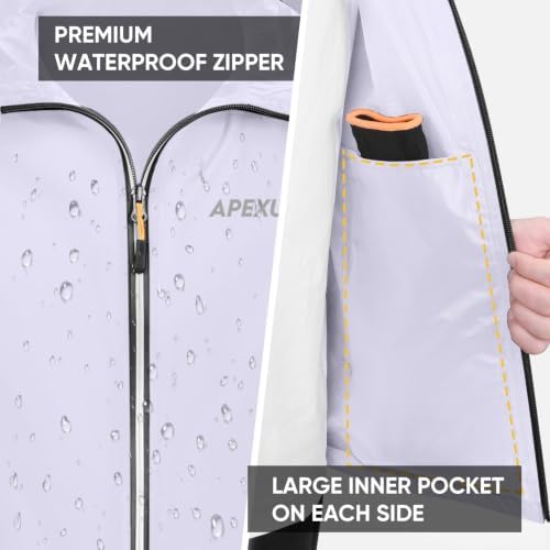 APEXUP Packable Rain Jacket Men Waterproof Lightweight Raincoat with Hood - Image 5