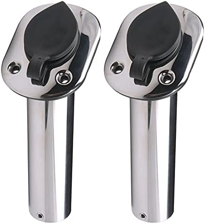Hoffen 2Pcs Boat Stainless Steel Fishing Rod Holder Flush Mount 15/30/90 Degree with PVC Cap,Inner Tube and Gasket - Image 4