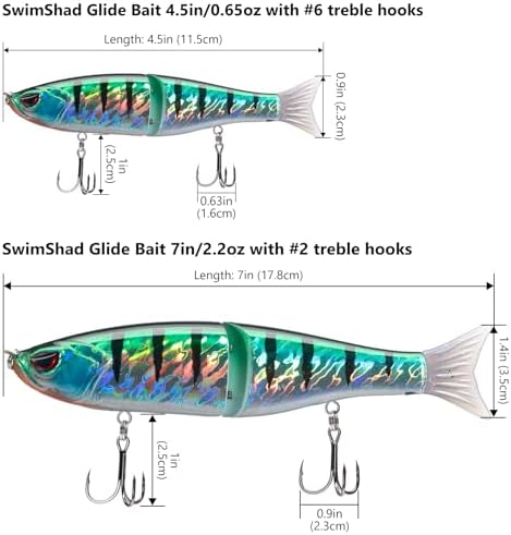 Bassdash SwimShad Glide Baits Jointed Swimbait Bass Pike Salmon Trout Muskie Fishing Lure - Image 2