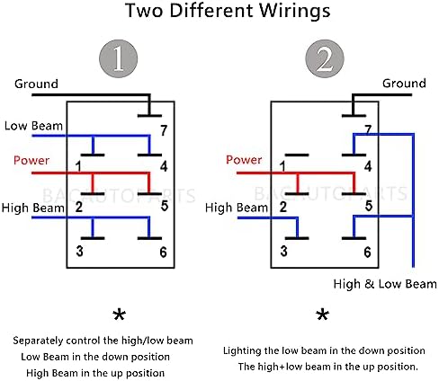 12V 24V RED High Low Beam Headlight Rocker Switch with Wires 7PIN ON-Off-ON DPDT 3 Way Toggle Switch for Car Truck Can Am Commander SUV Off Road Vehicle RZR Dash Replacement Switch - Image 4