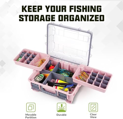THKFISH Waterproof Tackle Box, Portable Fishing & Tackle Storage Box with Two 3500 Stowaway Boxes and Removable Dividers, Tackle Box, Thicker Floating Airtight Stowaway,Pink/Green/Blue/Grey - Image 4