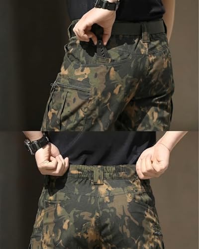 Men's Tactical Pants Stretch Waterproof Fabric Durable Cargo Pants for Hiking Casual Work Multi Pockets (No Belt) - Image 7