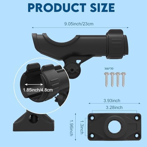 Fishing Rod Holder for Kayak & Boat with Side Deck Mount, 360 Degree Adjustable, Compatible with Spinning, Casting, Fly Reels - Image 7