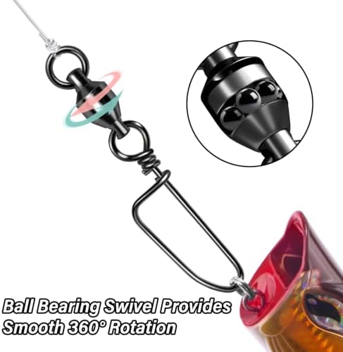 Alwonder 20-Pack Ball Bearing Swivels with Snaps, Fishing Snap Swivels Fishing Tackle Saltwater Freshwater Coastlock Snaps Barrel Swivel Leader Connector Downrigger Planer Release Clips - Image 4