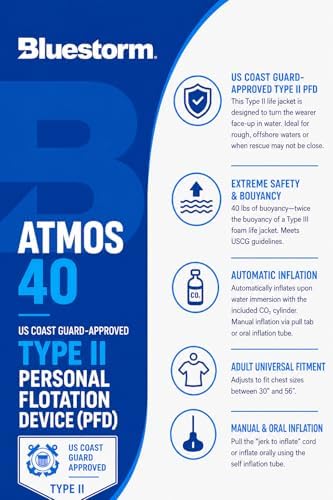BLUESTORM Atmos 40 Automatic/Manual Inflatable PFD Life Jacket for Adults | US Coast Guard (USCG) Approved Life Vest - Image 5