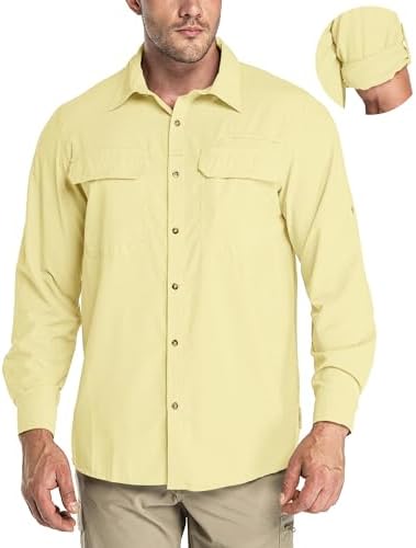 33,000ft Men's Long Sleeve Sun Protection Shirt UPF 50+ UV Quick Dry Cooling Fishing Shirts for Travel Safari Camping Hiking by 33000ft