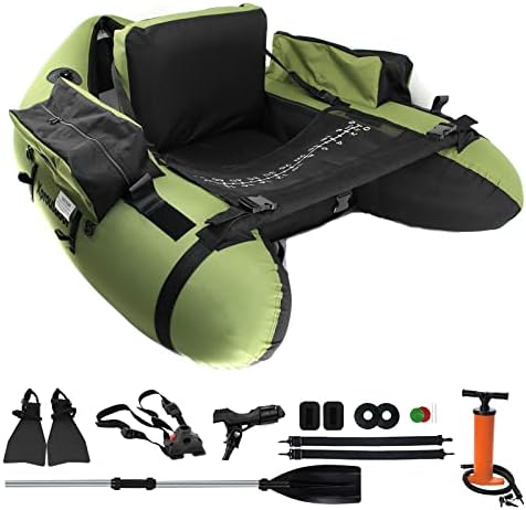 Fishing Float Tube with Adjustable Backpack Straps, Storage Pockets, Fish Ruler, Fly Fishing Boat with Pump, Oar, Rod Holder and Mount, Fins, 350LBS Load Bearing Capacity, FT003 by Xproutdoor
