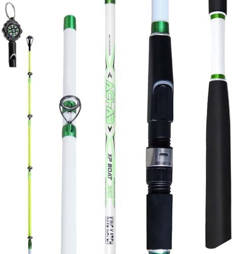 Medium Heavy Spinning Fishing Rod, 7' & 7'6" Carbon Graphite & Fiberglass Composite Rod, EVA Split Grip, Boat Rod for Bass, Trout, Catfish, Walleye, Saltwater & Freshwater Fishing by KingKatch