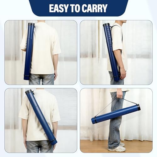 DEWEL Adjustable Poster Tube 24.5"-42", Telescoping Drawing Tube with Strap - Image 4