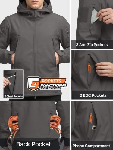 FREE SOLDIER Men's Hooded Waterproof Softshell Jacket - Image 5