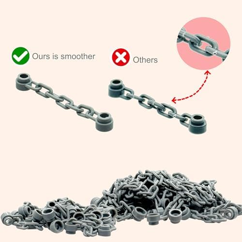 Taken All MOC Building Block Chain Links Accessories Chain Rope with End Studs Bricks Bulk Parts DIY Construction Toys Compatible with Major Brand for Kids 6Y+ (Light Gray) - Image 3