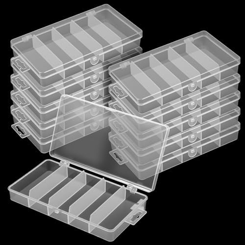 10 Pack 5 Grid Tackle Box Organizer, 6.8" x 3.7" x 1.1" Plastic Organizer Box with Dividers, Plastic Compartment Storage Boxes for Jewelry, DIY Crafts, Bait, Small Part, Beads by Unknown