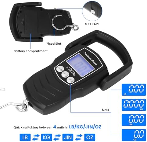 Digital Fish Scale, 75KG （165LB） Professional Fishing Scale Luggage Scale & Fish Lip Gripper Set with 5FT Tape Measure (with A Lip Gripper) - Image 6