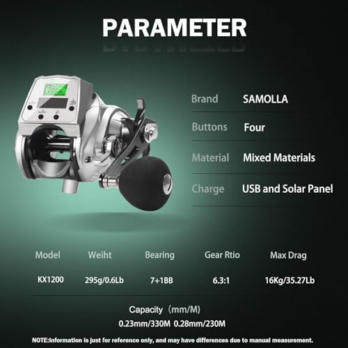 Line Counter Digital Baitcasting Fishing Reel with LCD Display Ultralight Baitcaster Reel, 22-35 Lb Max Drag, 6.3:1/7.2:1 Gear Ratio, Left/Right Hand, for Freshwater & Saltwater - Image 6