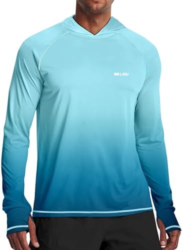 Men's UPF 50+ Sun Protection Hoodie, Long Sleeve Fishing Shirt by WELIGU