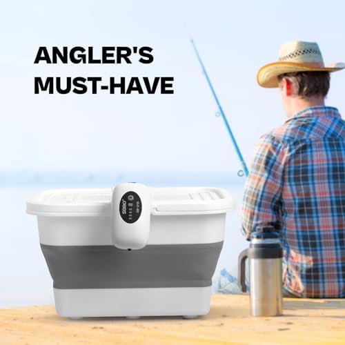 VEYWANE Live Bait or Fish Bucket with Aerator, 14 Quarts Multi-Function Collapsible Fishing Container Box with Rechargeable Air Pump - Image 6