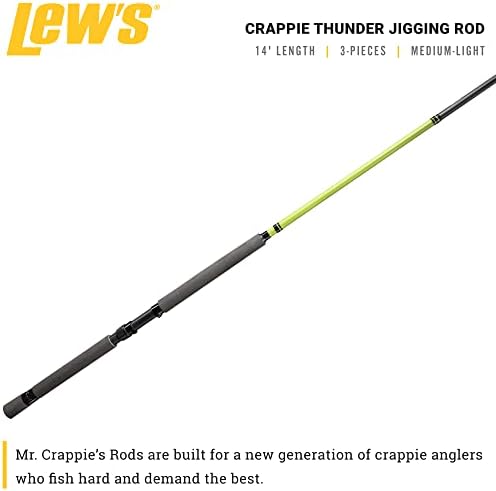 Lew's Crappie Thunder Jigging Fishing Rod, Medium Light Power, Fast Action, Premium Multi-Piece Graphite Blank, EVA Foam Handle, Crappie Thunder Green - Image 2