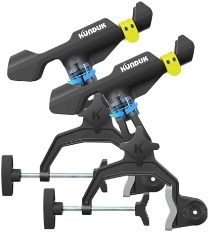 Upgraded Fishing Rod Holder with Button-Lock 360° Dual Rotation,Universal Silicone Strap & Enlarged V-Clamp Fits Round/Square Tubes,Secure Adjustable Boat Fishing Gear for All Rod by Unknown