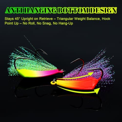 5 Pack Pompano Jigs with Teaser Hooks, Surf Fishing Jig Heads Saltwater Lure Banana Shape Stand Up O'Shaughnessy Beach Casting Pompano Whiting Flounder - Image 4