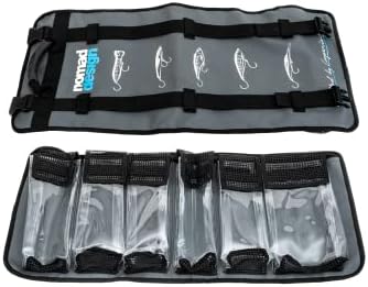 Nomad Design Lure Roll - Medium Size with 6 Pockets Respectively, Portable Waterproof Tarpaulin Fish Lure Bag - Heavy Duty PVC Window, Mesh Cleaning & Drying Tabs by NomadDesign