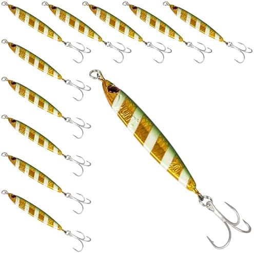 UMT 40g 60g Casting Jig for Sea Bass, Fluke, Porgy, Tautog - Set with Super Sharp Treble Hook, Multi-Colors - Saltwater & Freshwater Compatible Available in Single, 5, 10 Packs by UncleMosTackle