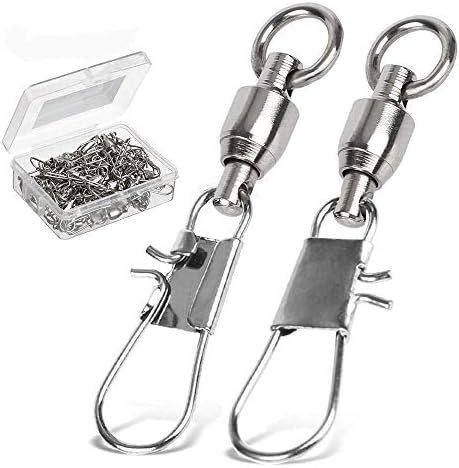 AMYSPORTS Fishing Swivels with Interlock Snap Ball Bearing Swivels Fishing Snap Swivels Saltwater Freshwater Fishing Tackle Leader Lure Jigs Line Fishing Connector by AMYSPORTS
