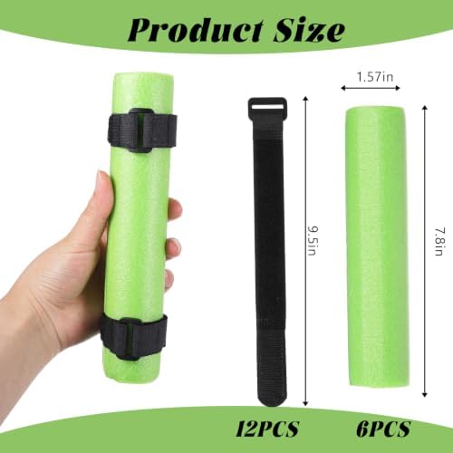 6 Pack Floating Rod Butt Cushion with 12 Fastening Straps, Fishing Rod Floats for Kayaking Floaters Poles Propel Paddle Gear, Fishing Float Tube Accessories, Kayak Accessories for Fishing (Green) - Image 2