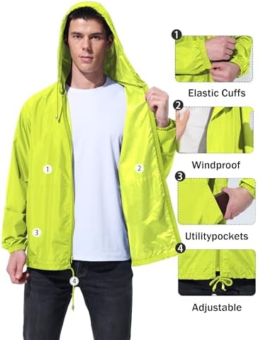 UIQUR Mens Rain Jacket Raincoat Waterproof Windbreaker - Image 5