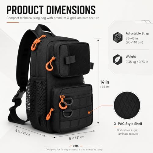 X-PAC Fishing Sling Bag, Waterproof Tackle Pack with Rod Holder for Men - Image 2