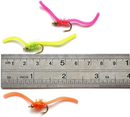 Tigofly 24pcs UV Squirmy Worm Lure Bug San Juan Fly Fishing Flies, Size 8# - Image 3
