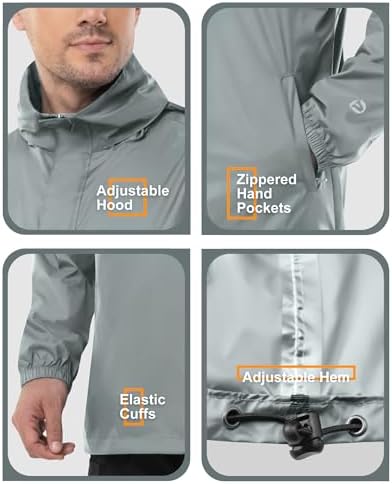 Outdoor Ventures Men's Rain Jacket Waterproof Lightweight Packable Pullover - Image 5