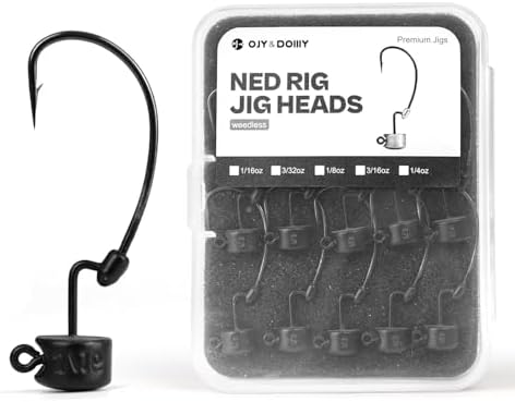 20Pack Weedless Ned Rig Jig Heads with Molded Bait Keeper for Bass Fishing by OJYDOIIIY