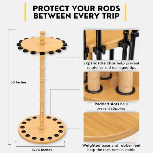 Rush Creek Creations 16-Rod Round Fishing Rod Holder for Garage, Tackle Box - Image 6