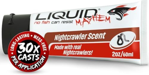 Liquid Mayhem Nightcrawler Fish Attractant Gel 60 ml / 2 oz · 60 Uses – Real Anchovy Bait & Aminos | UV-Enhanced Long-Lasting Gel – All Lure Types by LiquidMayhem