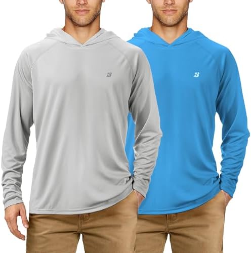 Roadbox Mens Fishing Sun Hoodie, Long Sleeve UPF 50+ UV Protection Shirts by Roadbox