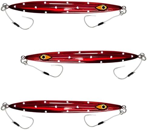 Slow Falling Knife Jigs 400g, 10 Inches, Multi Color, 3 Pcs, Rigged by Sanhu