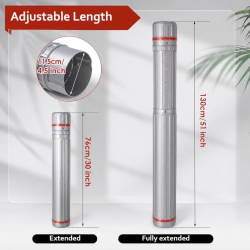 DEWEL Poster Tube 30"-51", Telescoping Blueprint Tube Art Tube with Strap - Image 2