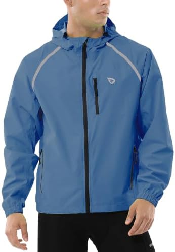 baleaf Men's Rain Jacket Waterproof Hood Lightweight Reflective Packable - Image 2