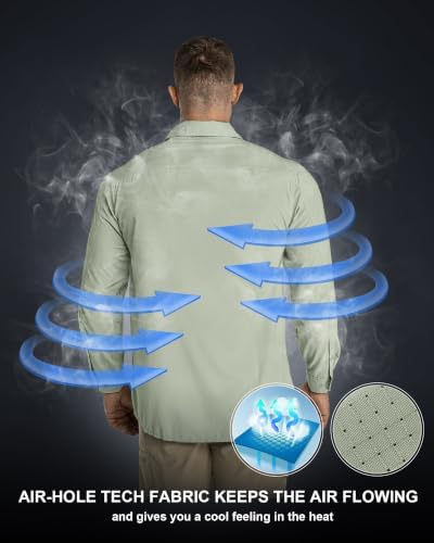 33,000ft Men's Long Sleeve Sun Protection Shirt UPF 50+ UV Quick Dry Cooling Fishing Shirts for Travel Safari Camping Hiking - Image 2