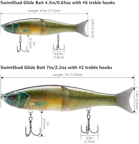 Bassdash SwimShad Glide Baits Jointed Swimbait Bass Pike Salmon Trout Muskie Fishing Lure - Image 2