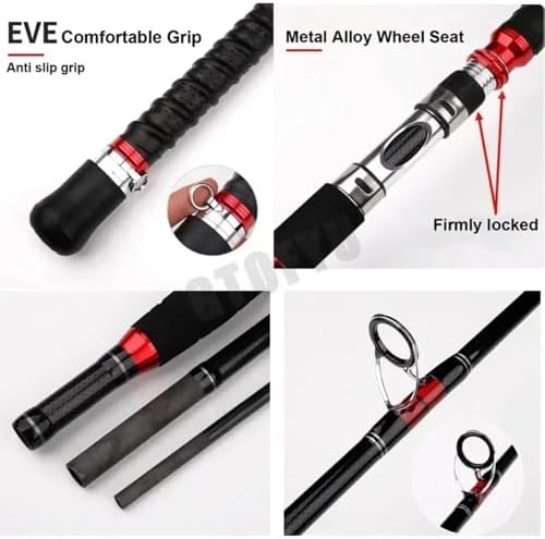 Portable Spinning Fishing Rod|Carbon Travel Surf Boat Rod|3PCS| 30-50LB| 70-250g| Guide Boat Rod | Saltwater Fishing Rod|Boat Jigging Trolling Fishing Rod|6'/ 7' | EVA Handle - Image 6