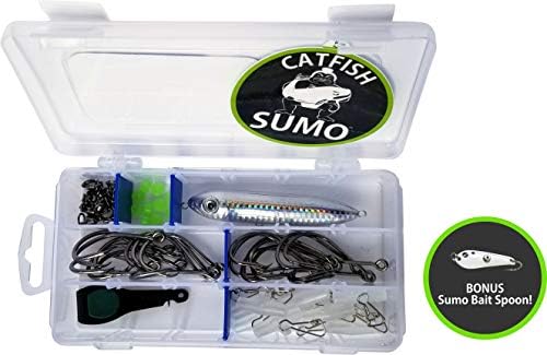 Complete Catfish Rig Tackle Set | Trophy Catfishing Kit with 8/0 Circle Hooks, Storage Box, Sinker Sliders, Knot Protectors, Swivels, Rattling Line Float, Nippers and Decal - Image 2