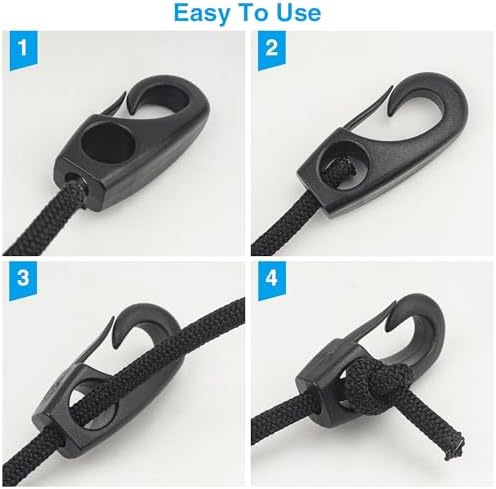 4 Pcs Stainless Steel D-Ring Patch Kit, with 1 Bungee Cord Rope, 4 Cord Hooks, Paddle Board Accessories for Kayak, Inflatable Boat, Caneo, No Glue Included - Image 4