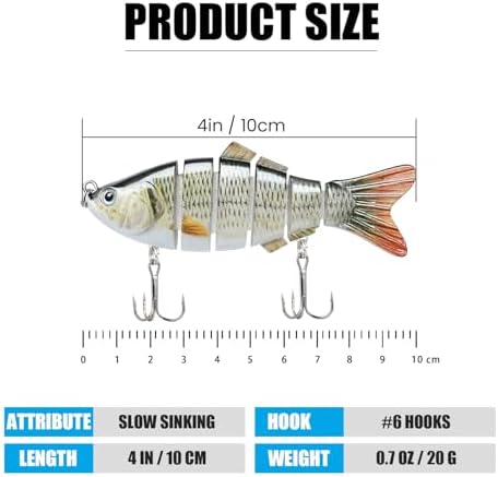 TRUSCEND Swimmax Easy Catch Fishing Lures with BKK Hooks, Wiggling, Vibrating, Rattling and Gurgling for More Bites, Heavy-Duty Dyneema Fiber Jointed Swimbaits for Bass, Trout, Crappie, Walleye, Pike - Image 5
