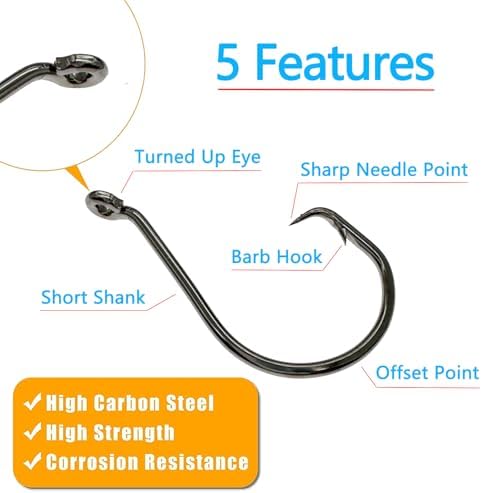 Afmivs Fishing Hooks Saltwater, 160PCS Circle Hooks Saltwater, Fish Hooks for Fishing Gear Tackle, Catfish Octopus Hook #1 1/0 2/0 3/0 4/0 5/0 6/0 8/0 Black High Carbon Steel with Portable Plastic Box - Image 3