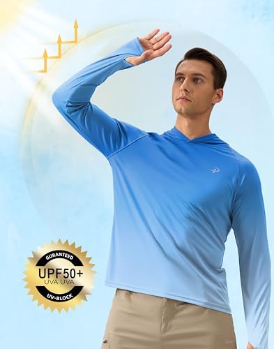 Pudolla Men's Sun Protection Hoodie Shirts UPF 50+ Fishing Hiking Shirt - Image 5